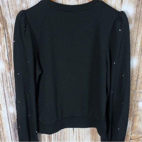 Wild Fable Sweater Sweatshirt Puff Sleeve Rhinestone Crop SZ Large - Picture 2 of 2